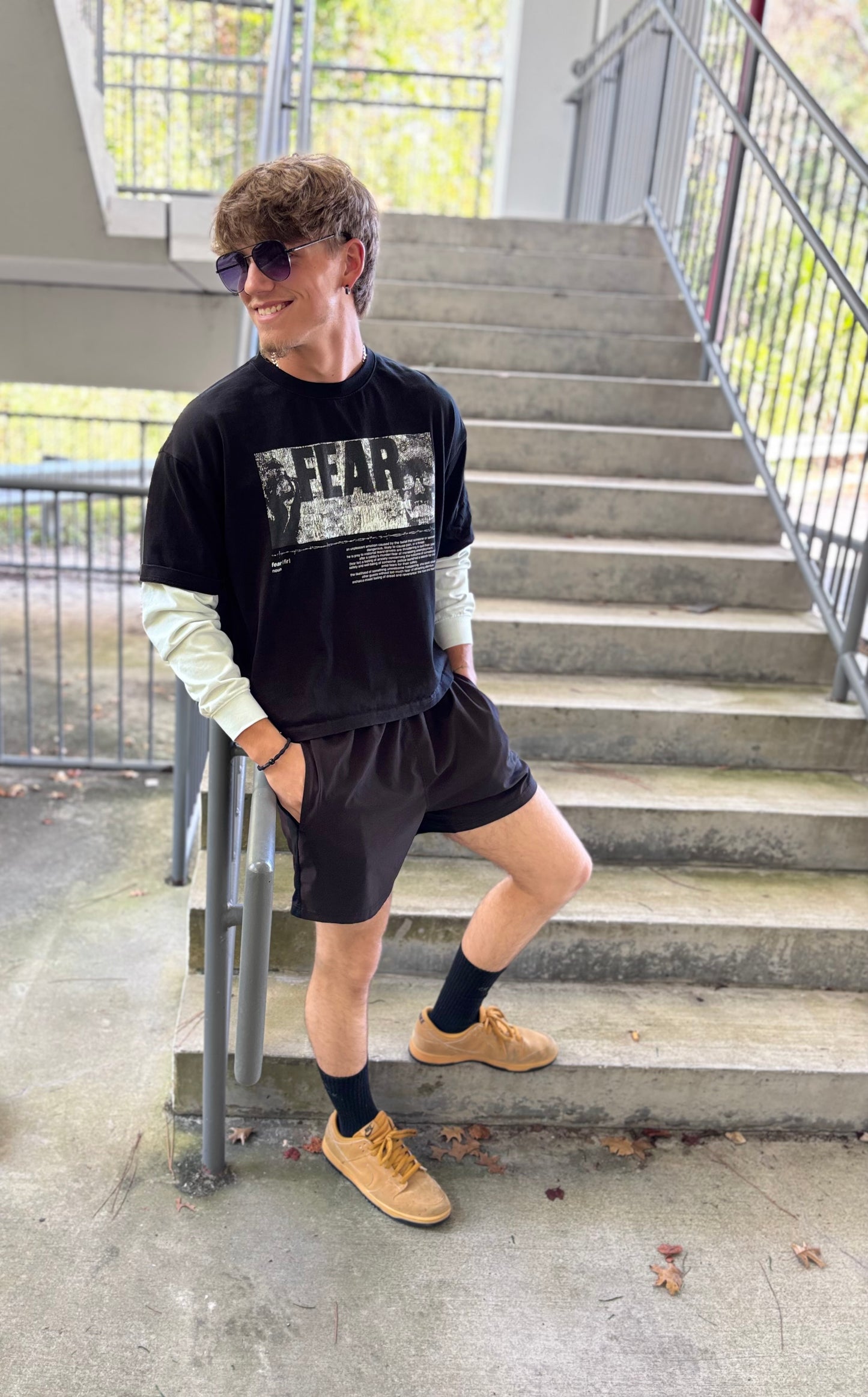 "Fear" Layered Long-Sleeve