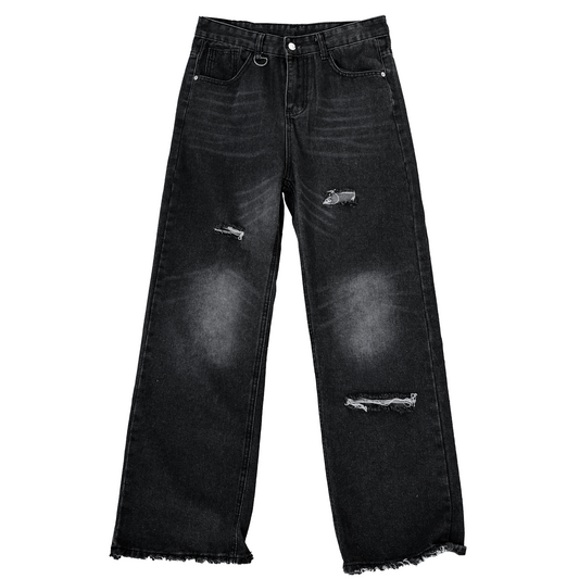 "Rebirth" Hand-Distressed Denim (Black)