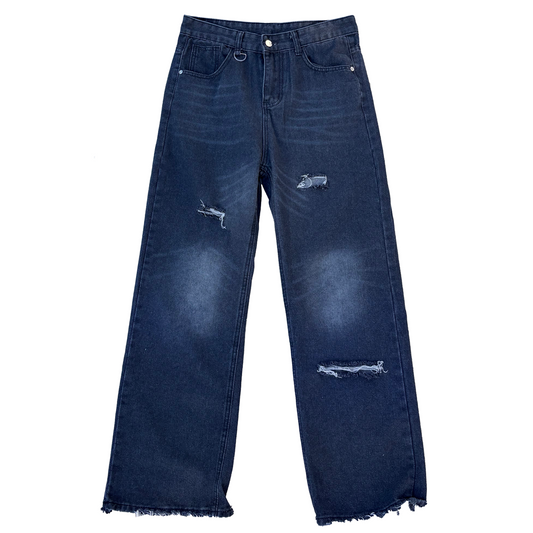 "Rebirth" Hand-Distressed Denim (Blue)